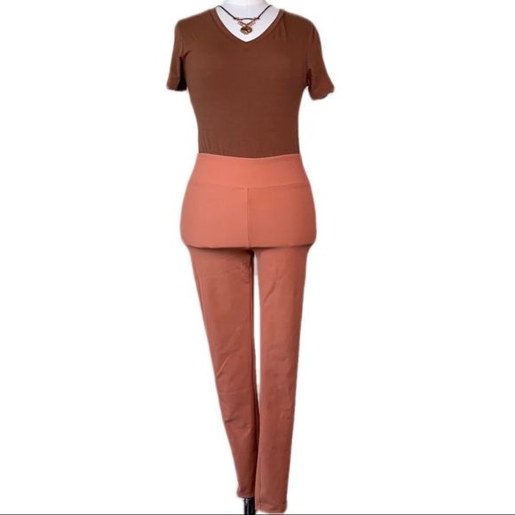 Side Zip Rib Legging Earthy Red - Picture 1 of 6